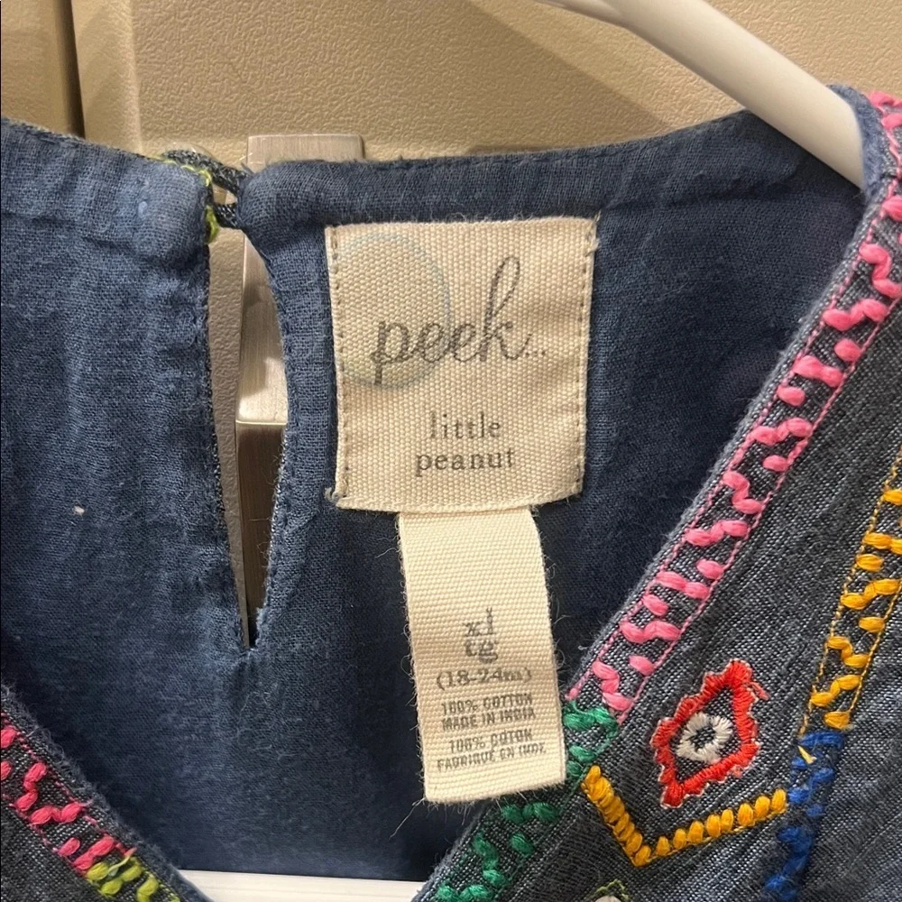 Peek Dark Blue Kids Blouse with Colorful Embroidery Boho